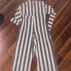 Striped Gray and White Kids Matching Set